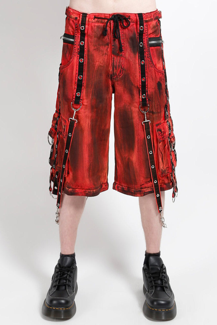 mens distressed baggy fit cargo shorts with detachable straps 