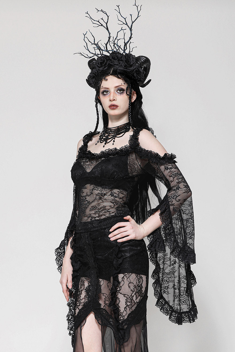 womens goth long sleeve blouse