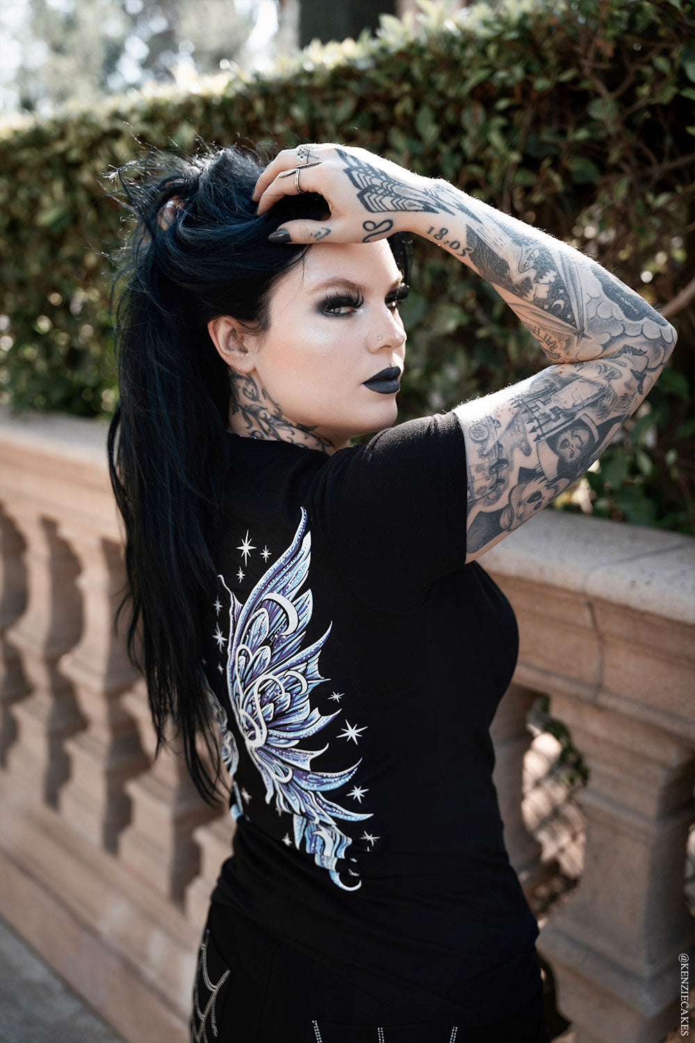 Moon Moth Wings gothic graphic tee by VampireFreaks for witchy outfits mystical fashion lovers and dark alternative streetwear