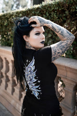 Moon Moth Wings gothic graphic tee by VampireFreaks for witchy outfits mystical fashion lovers and dark alternative streetwear