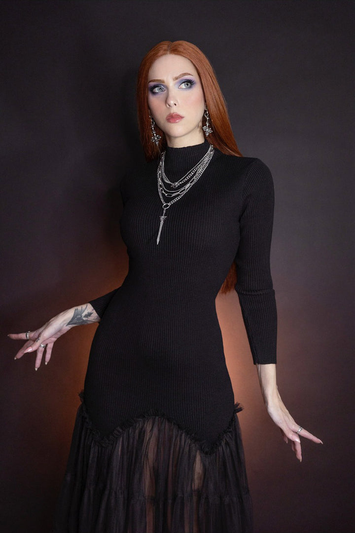 tulle turtleneck dress