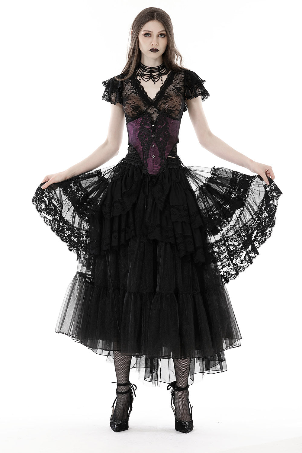 long maxi bustle skirt