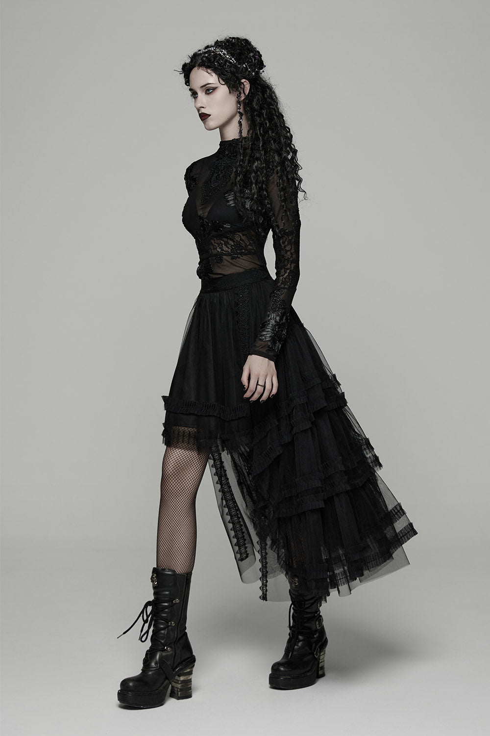 layered mesh victorian goth skirt