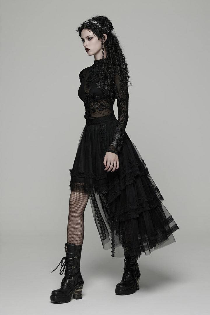 layered mesh victorian goth skirt