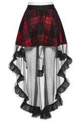 high low hem punk plaid skirt