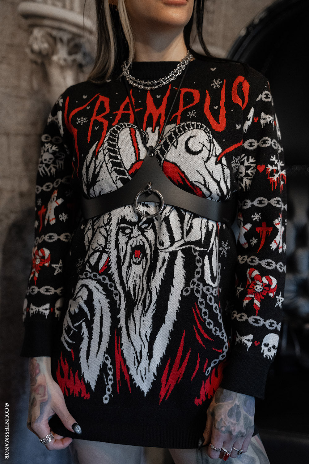 Krampus knit ugly christmas sweater best sale