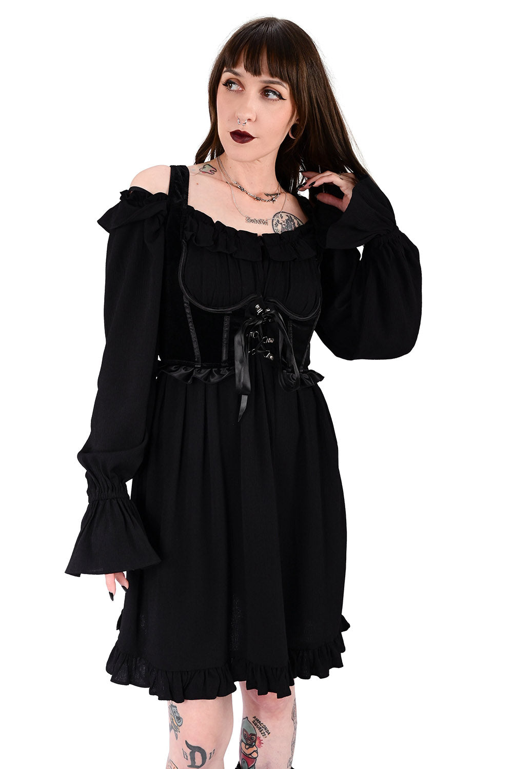 womens gothic velvet and satin corset 