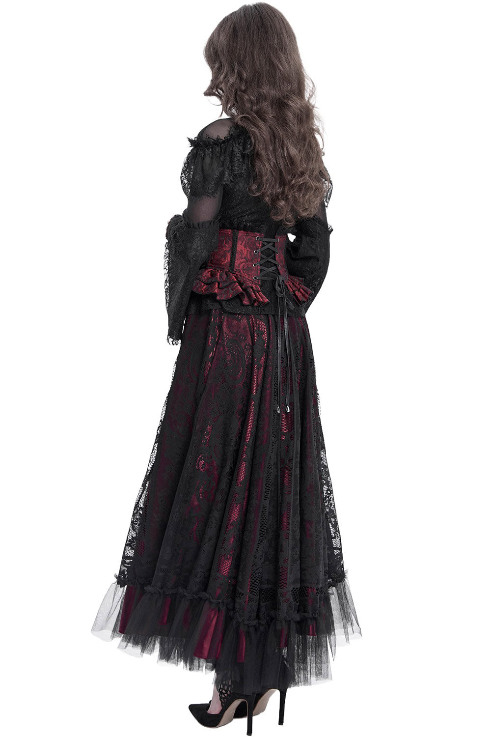 gothic ruffled underbust corset by devil fashion