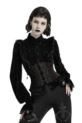 red and black gothic corset with side zip closure