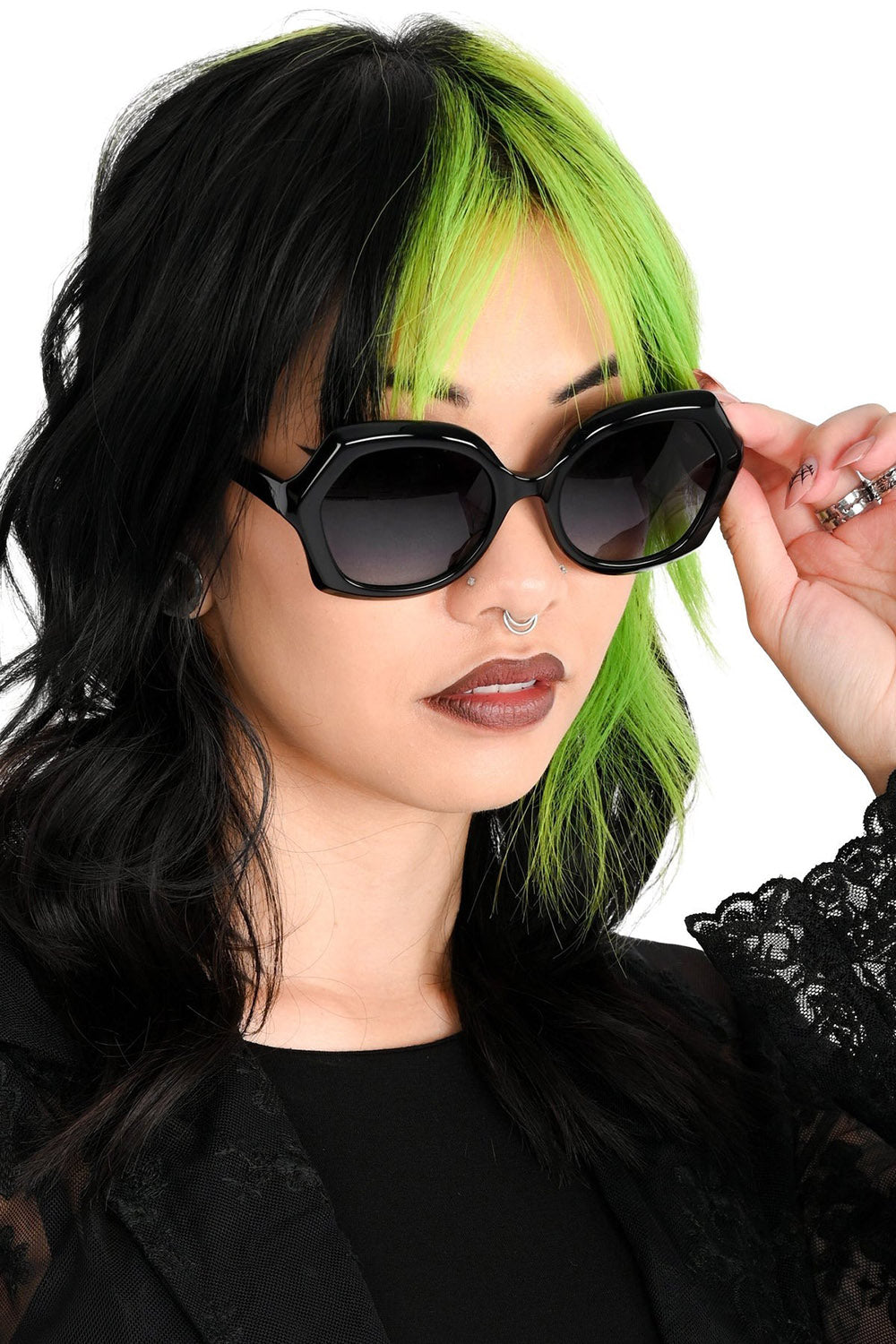 black oversized gothic sunglasses