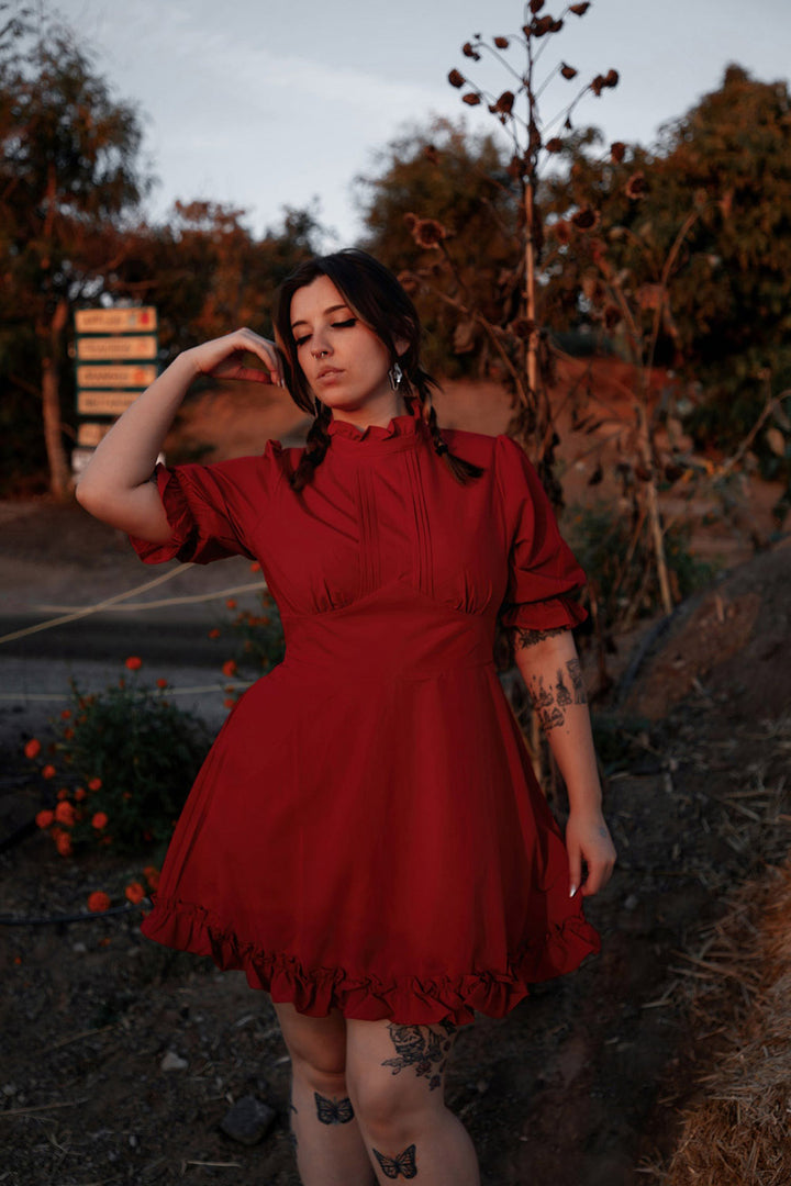 ruffle womens red valentines day dress