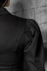 puffed should ruffled peplum top