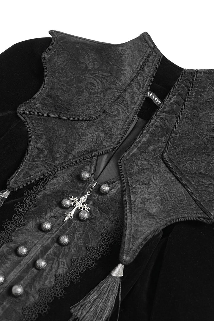 black vampire goth jacket with tassels and lace 