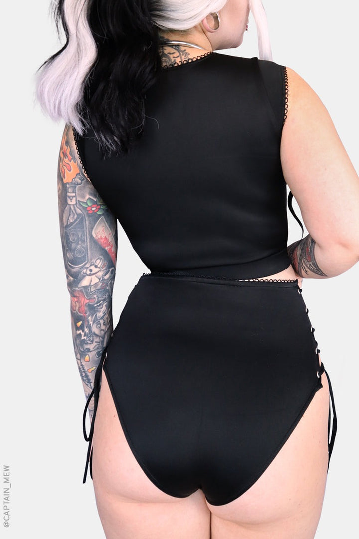 gothic lace up corset bikini top