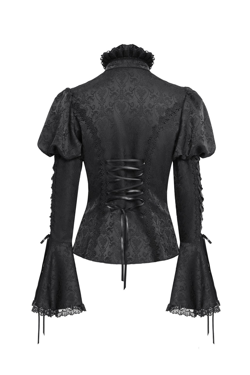 high ruffle collar womens puff shoulder gothic blouse