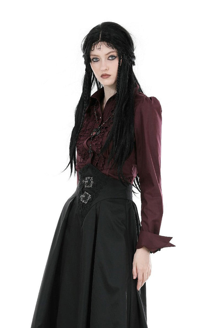 womens ruffled goth top