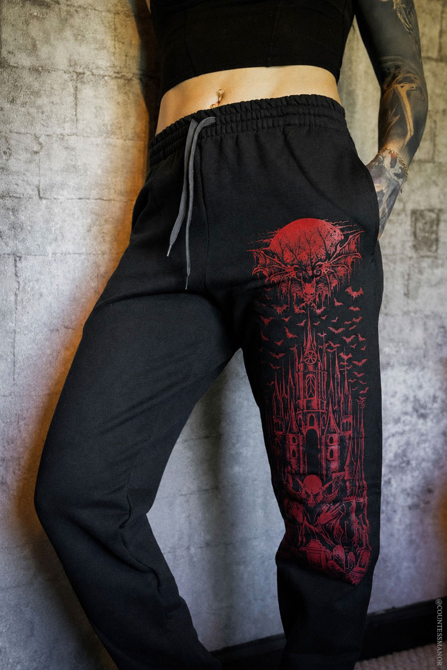 unisex cotton blended bat joggers