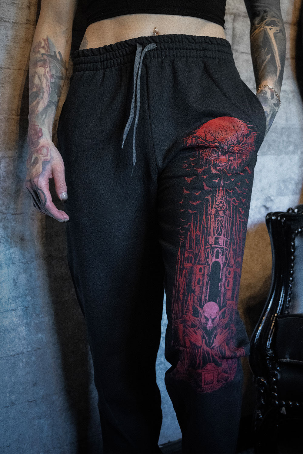 gothic comfy bat joggers sweatpants