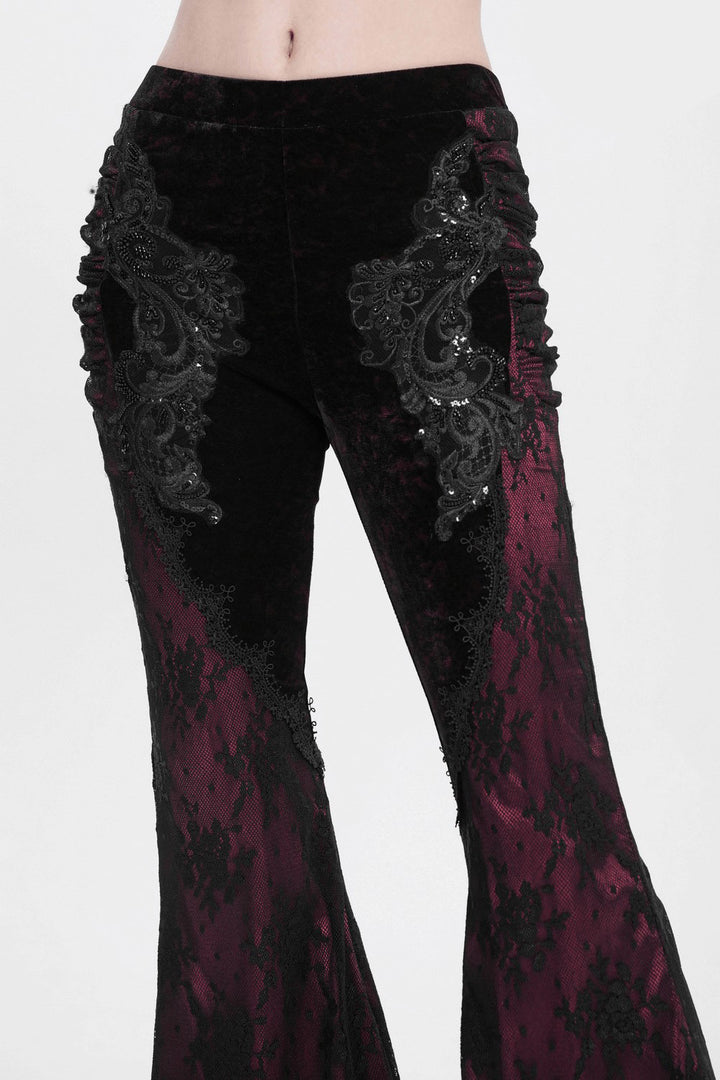 black velvet gothic flared leggings