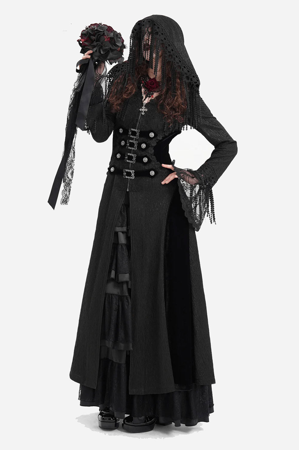 womens flared sleeve gothic long cape