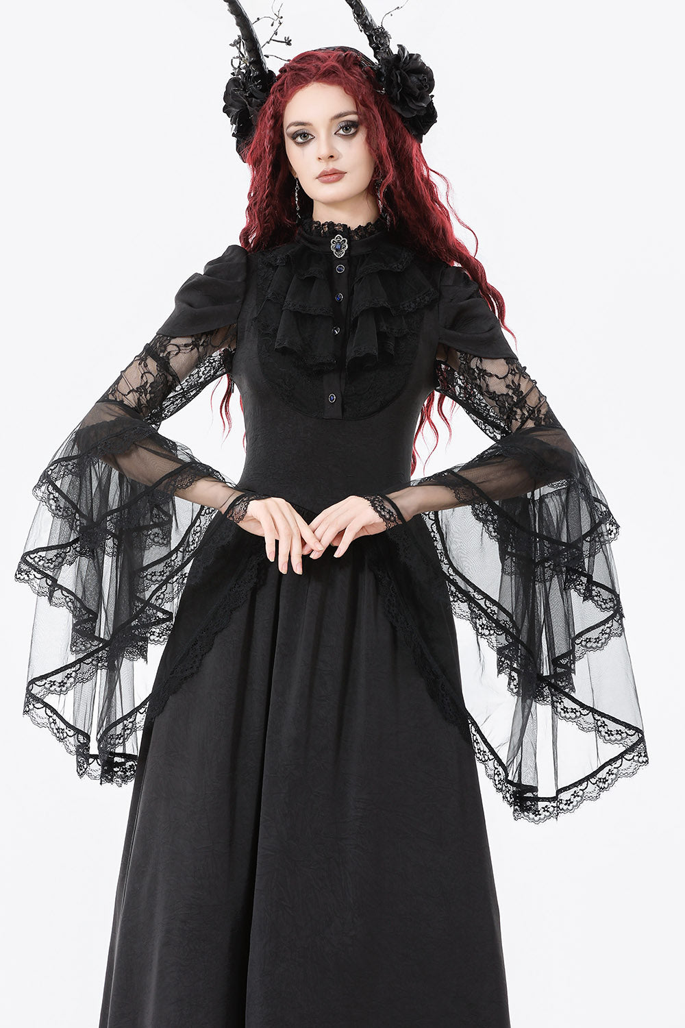 lace-up  gothic long maxi dress