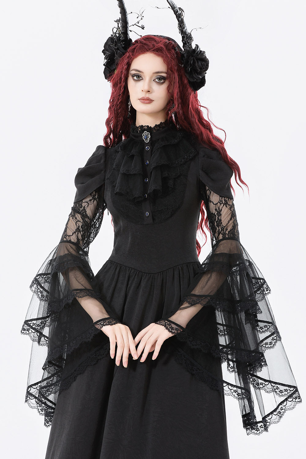 Dark In Love - Gothic Sapphire Countess Victorian - Dress - Black - S