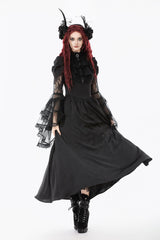 puffed shoulder gothic long maxi dress