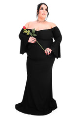 mermaid tail long black gothic long sleeve flared dress by foxblood