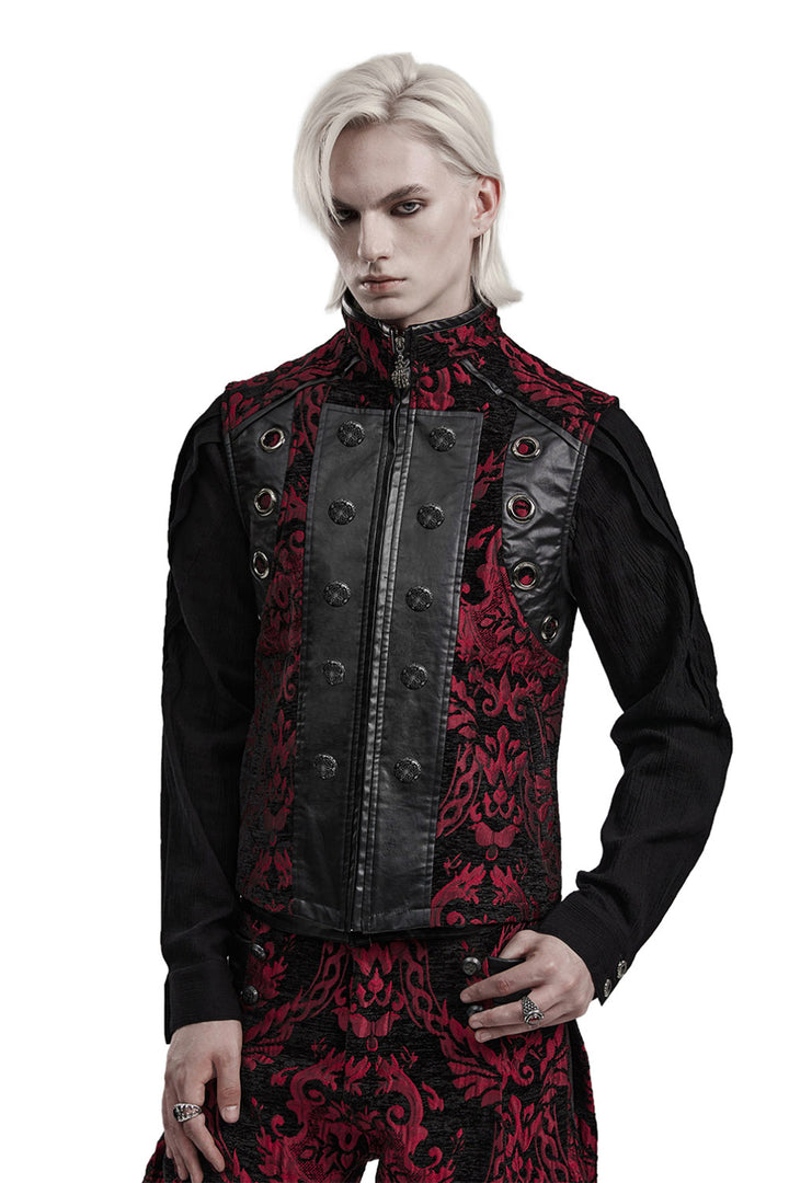 mens black and red vampire goth vest