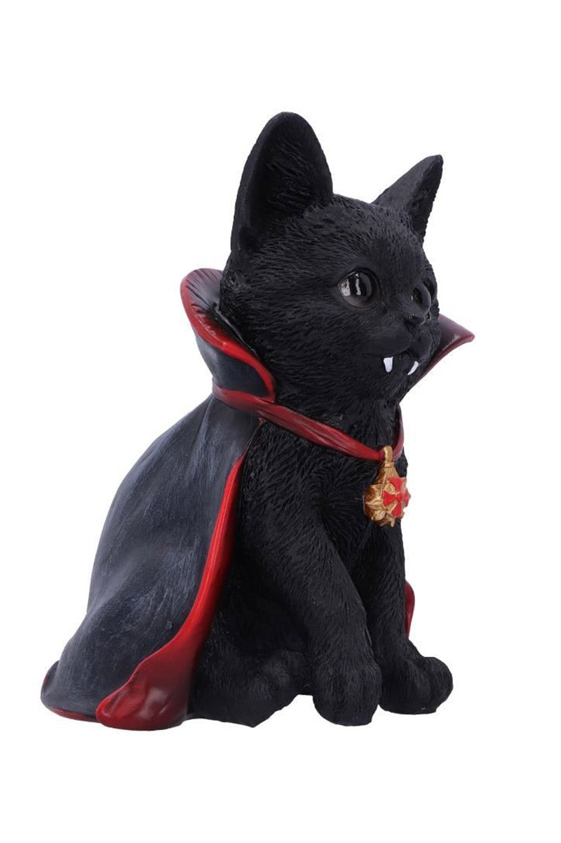 resin hand painted cat with fangs sculpture