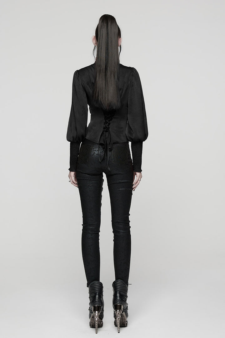 vampire goth long sleeve floral lace gothic blouse