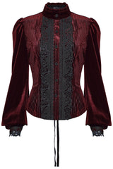 dark red velvet vampire goth button-down blouse