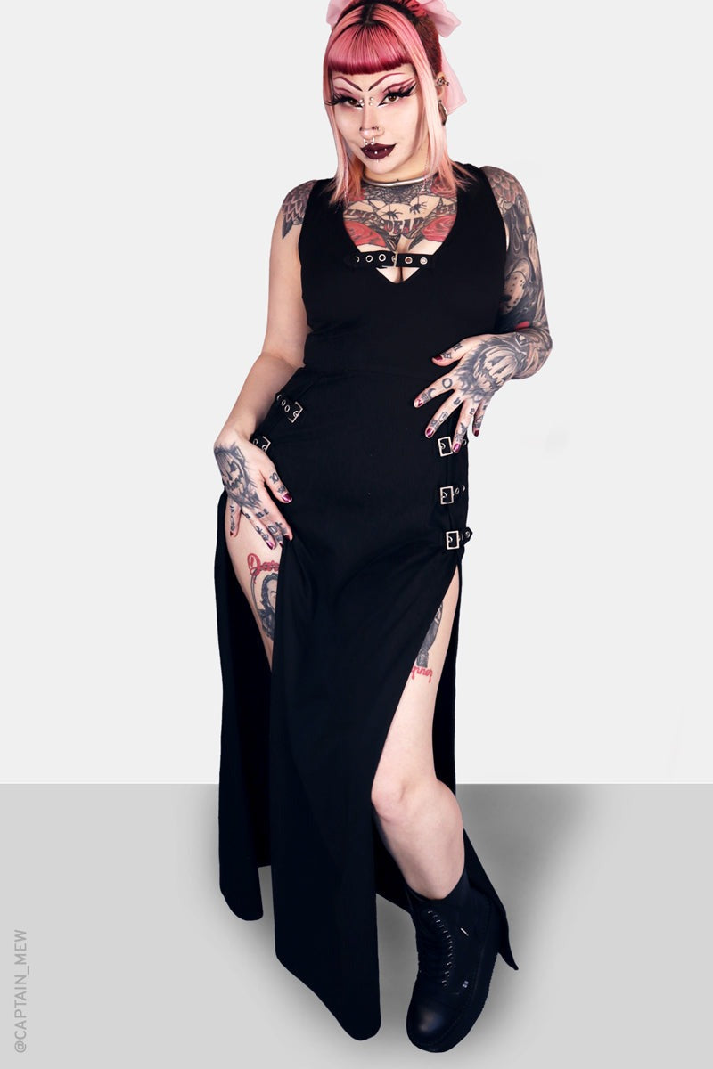 womens punk maxi dress