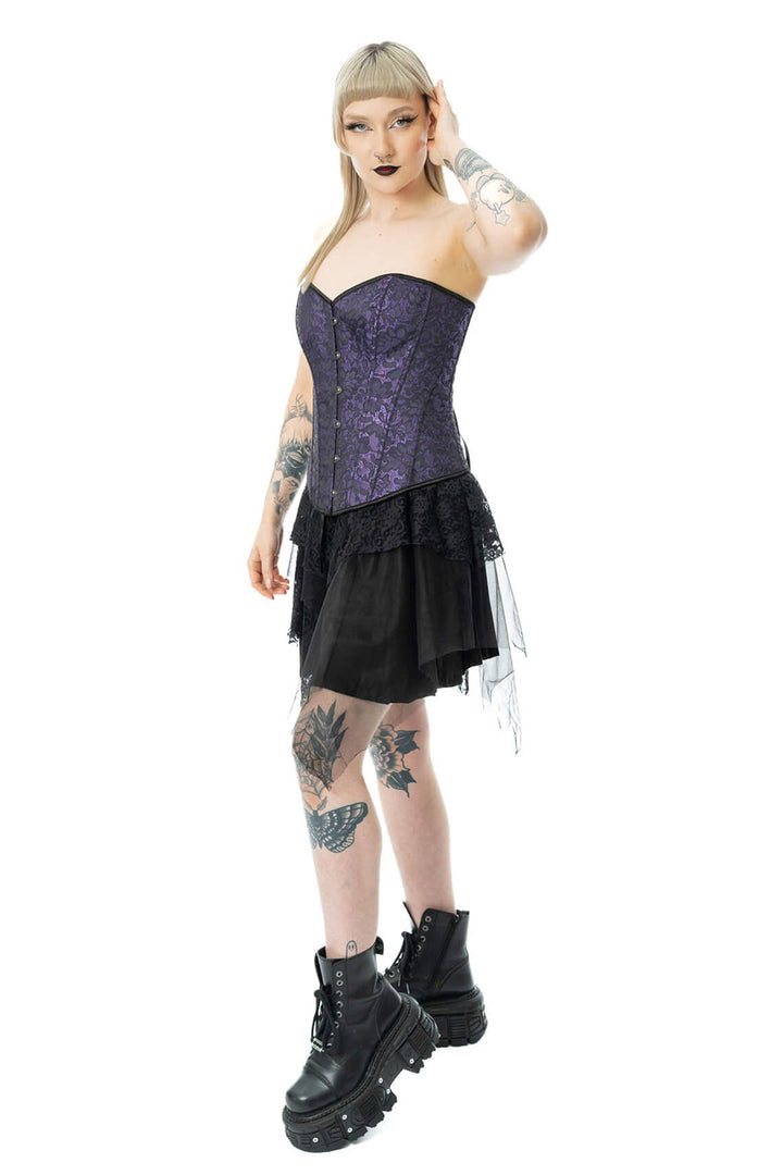 womens purple black corset  by poizen industries 