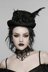gothic top hat with feathers and beads