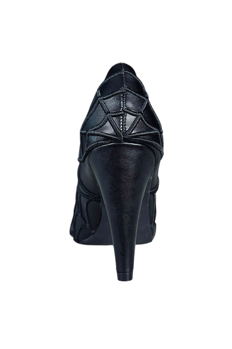 womens embroidered spiderweb goth pin up high heels shoes