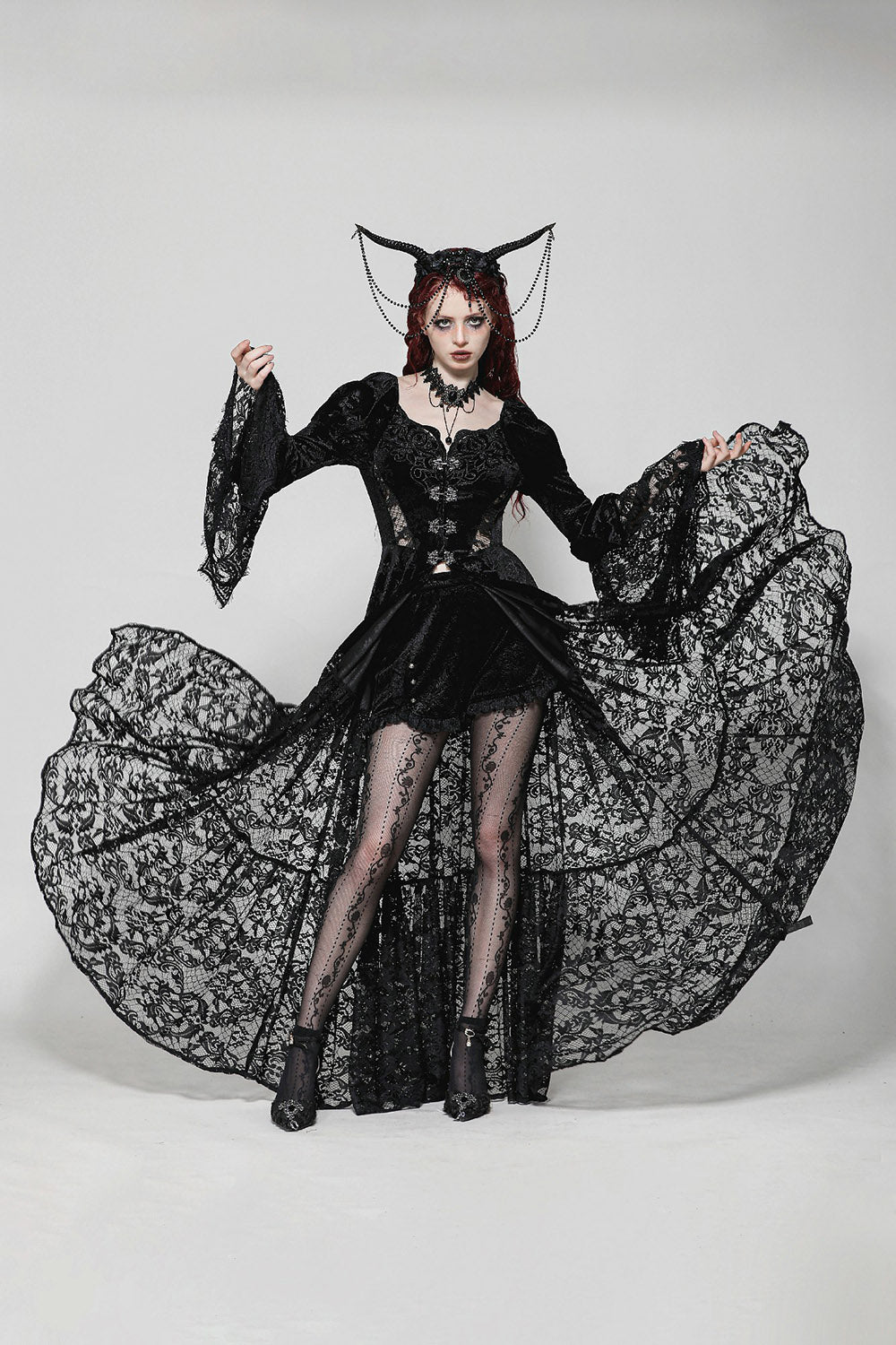 puffed sleeve dark princess gown