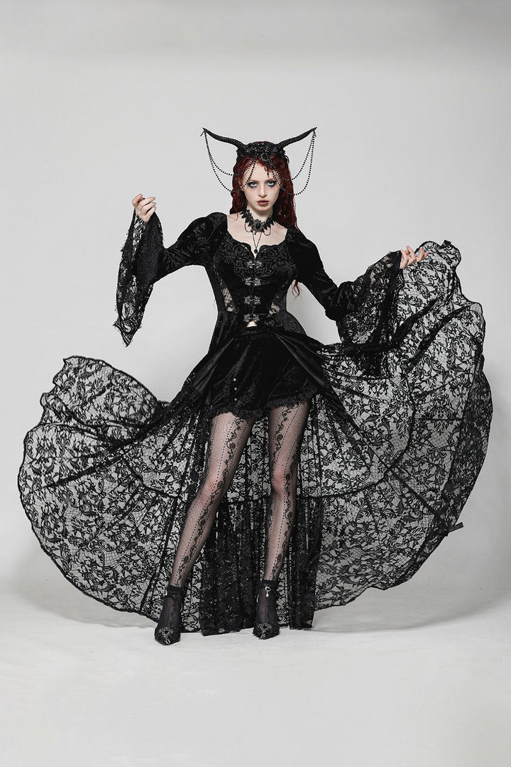 puffed sleeve dark princess gown