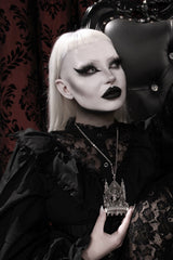 silver skeleton gothic necklace