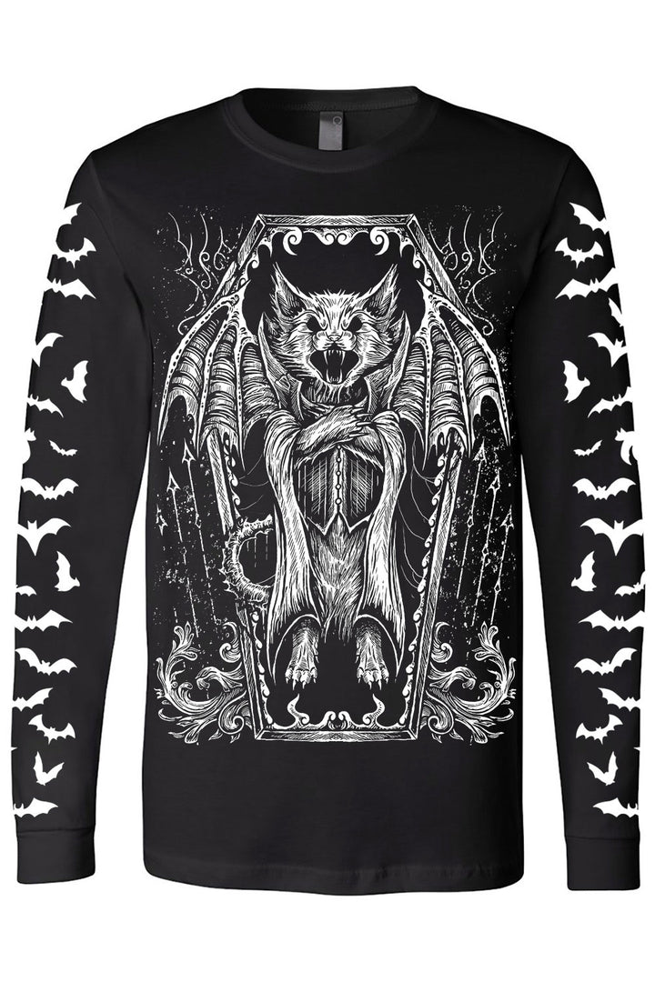 gothic cat tshirt with bat sleeves