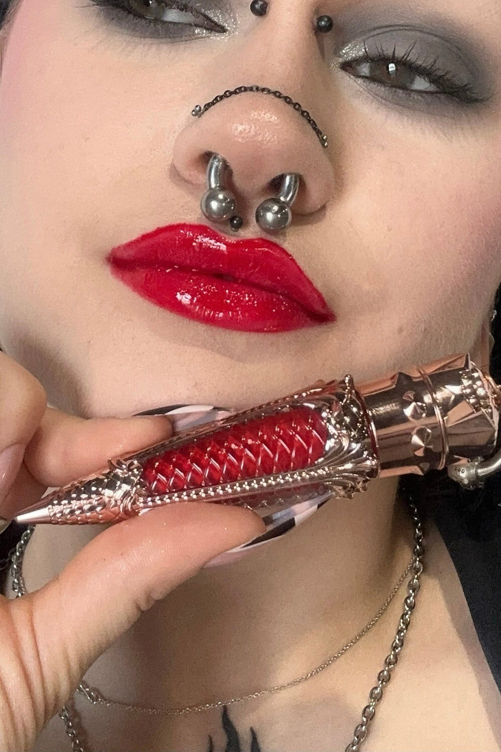 bright ruby red lipgloss