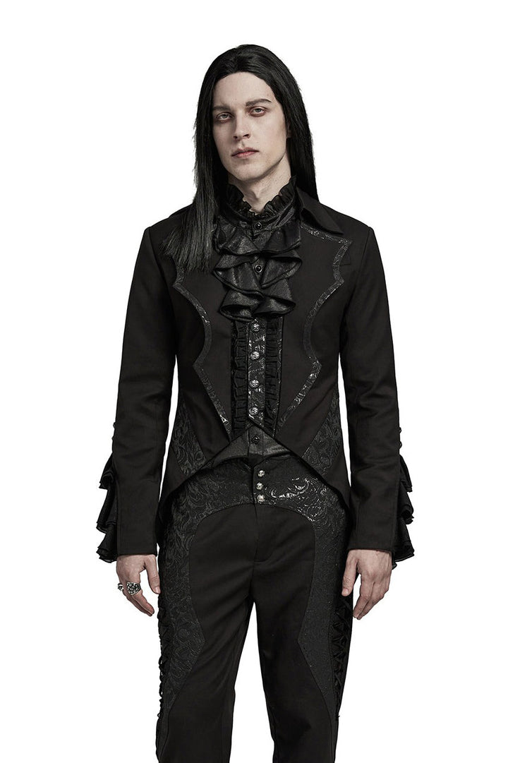 mens ruffled vampire jacket with batwing collar
