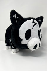 funny black and white stuffed animal skeleton plushie with spiral tail