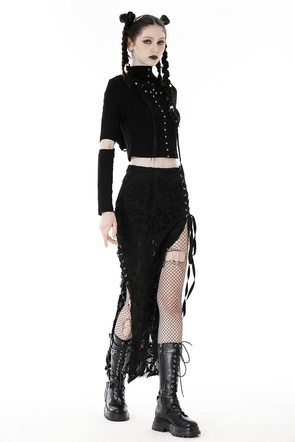 Black Apocalypse Maxi Slit Skirt