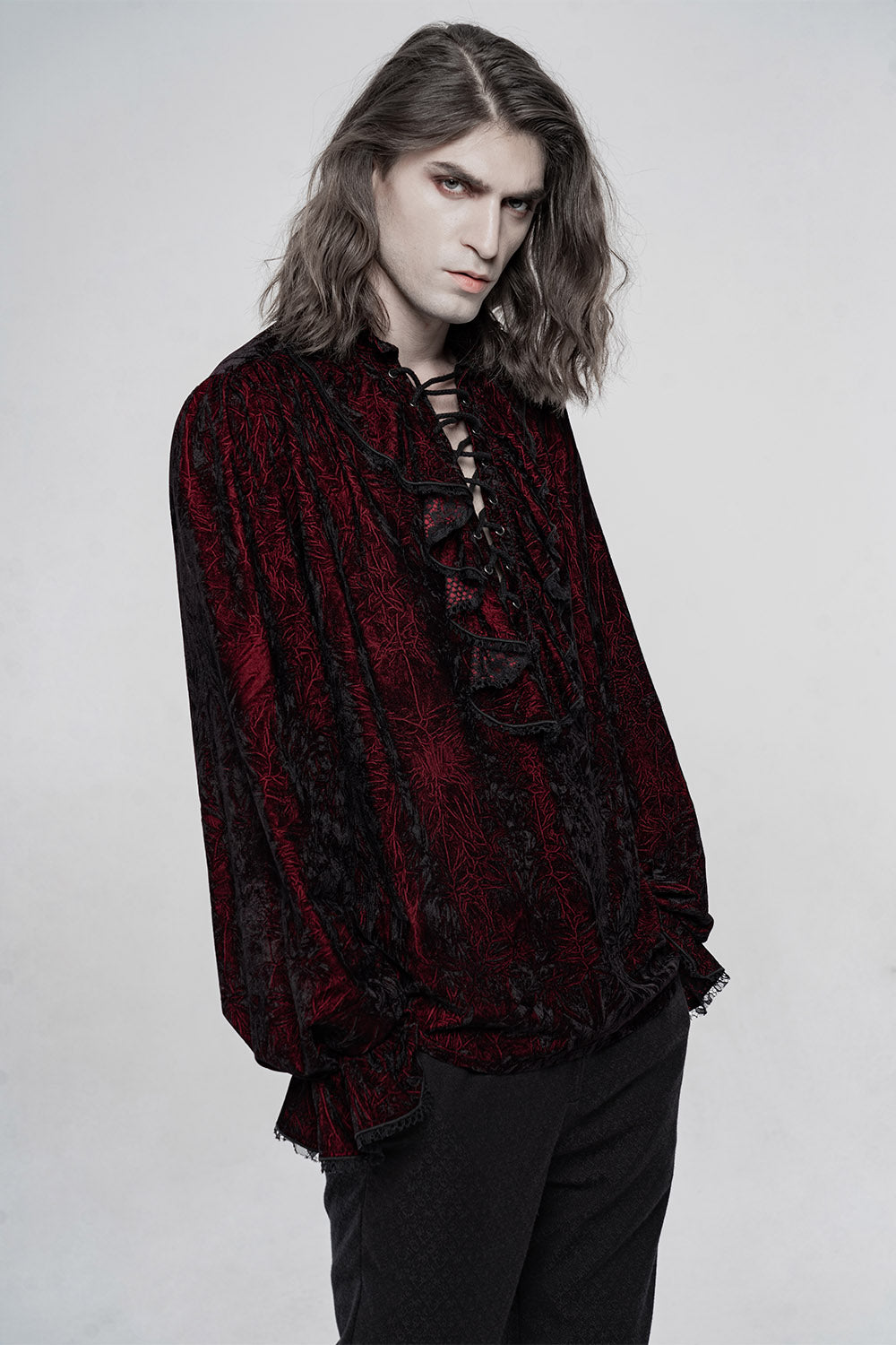 mens red and black gothic shirt