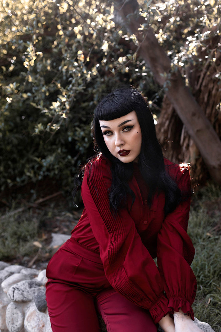 button up vampire blouse