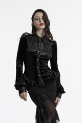 black velvet lace up top