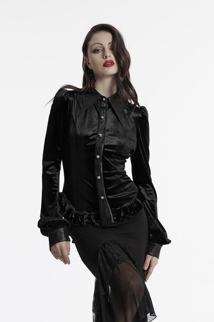 black velvet lace up top