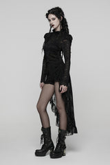 sexy dark gothic black shorts with attached ruffle skirt