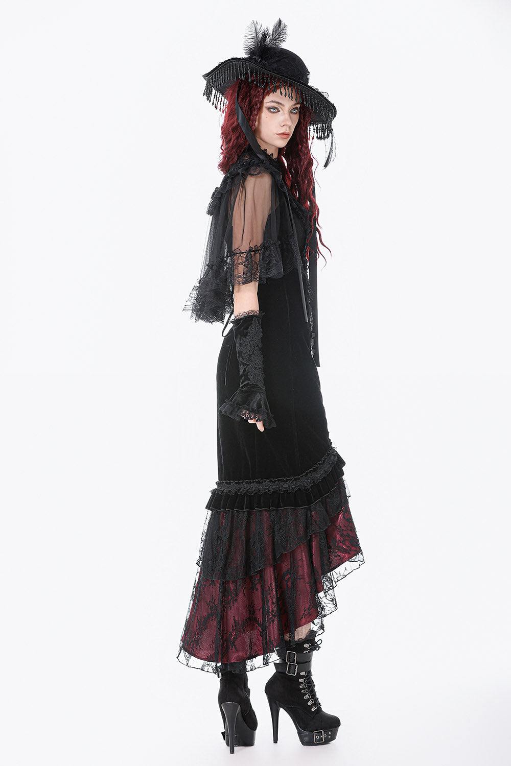 velvet high-rise mermaid tail gothic skirt